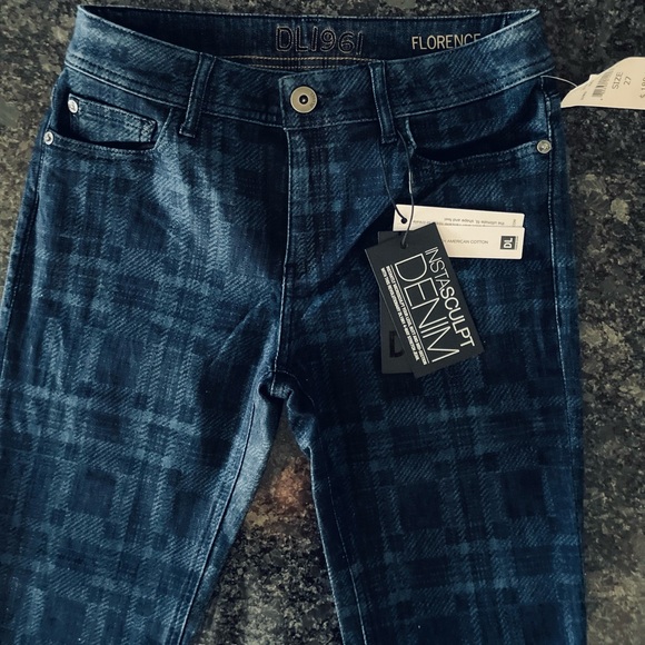 DL1961 Instasculpt Florence Women's Dark Blue Patterned Jeans - Picture 4 of 16